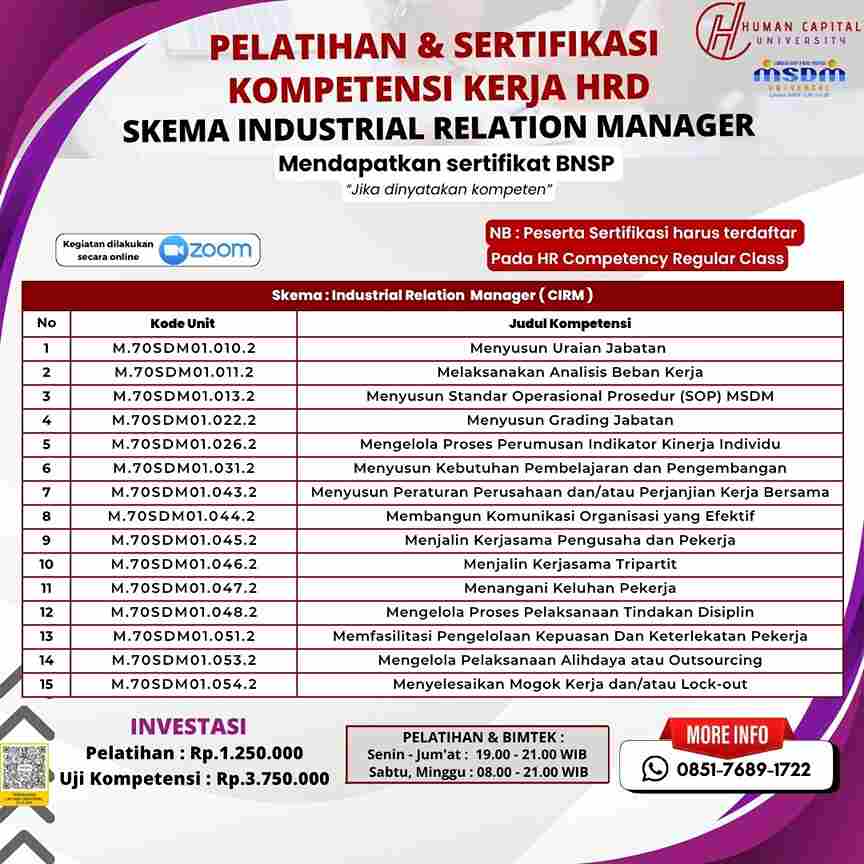 Sertifikasi Hubungan Industrial Manager